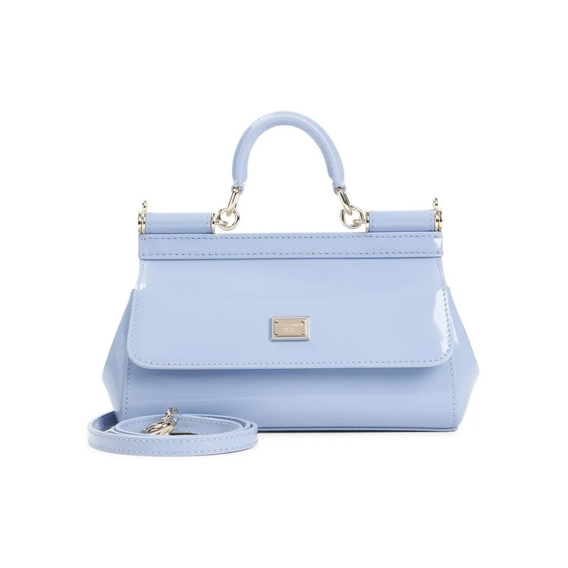 Dolce&Gabbana Crossbody Bags - Sicily Light Blue Calf Leather Handbag - Gr. unisize - in Blau - für Damen