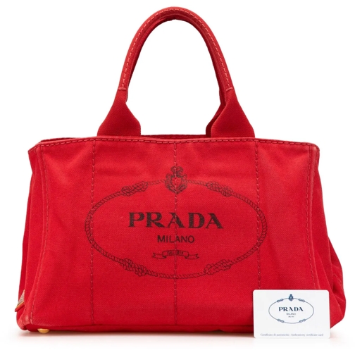 Prada Fourre-tout 2010-2024 Canvas Canapa Logo Satchel rot (Image 2)