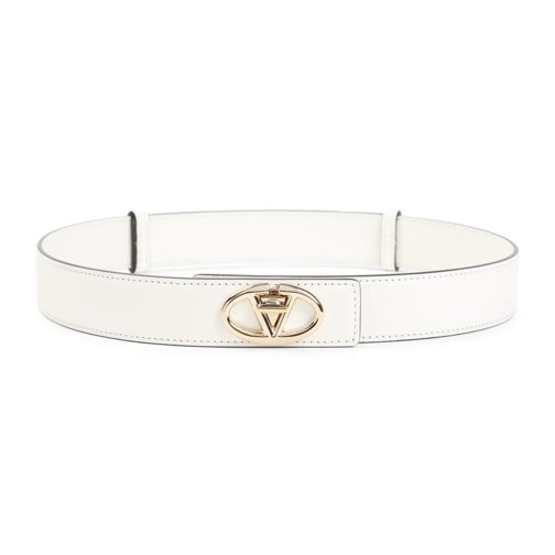 Valentino Ceinture en cuir Vlogo Ivory Calf Leather Belt White