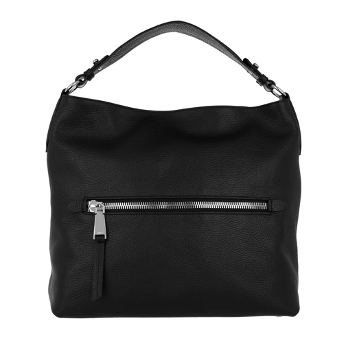 Abro Adria Leather Zipper Hobo Bag Black/Nickel Hobo Bag