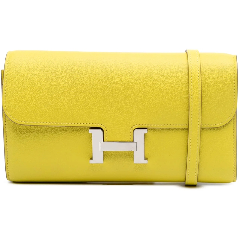 Hermès Schultertasche Evercolor Constance Wallet To Go gelb