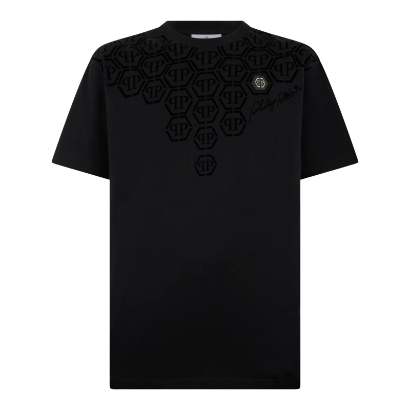 Philipp Plein T-Shirt Round Neck T-Shirt Degrade Monogram Monogram schwarz