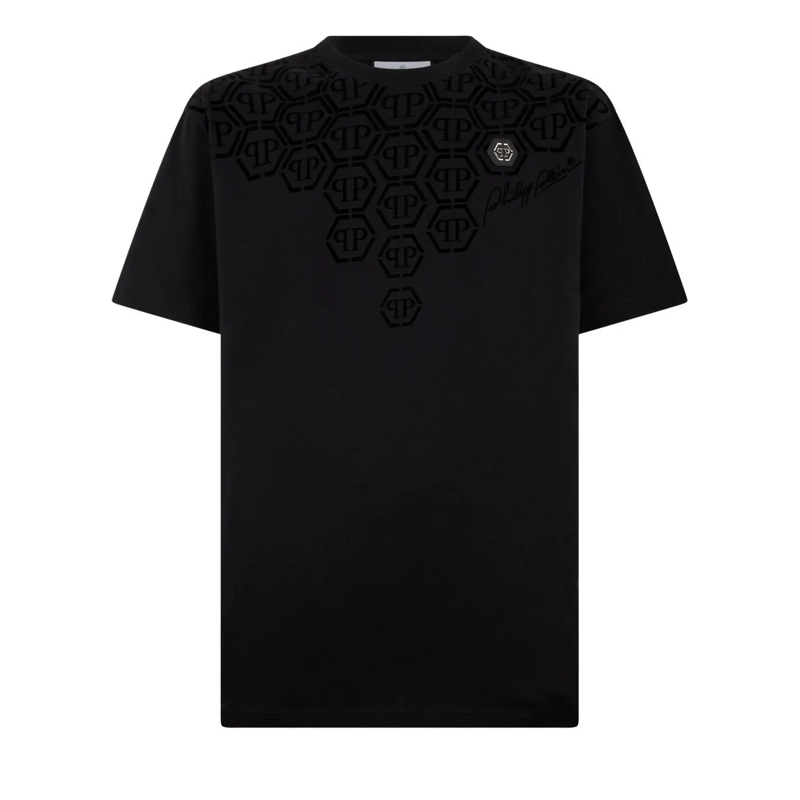 Philipp Plein T-Shirt Round Neck T-Shirt Degrade Monogram Monogram schwarz
