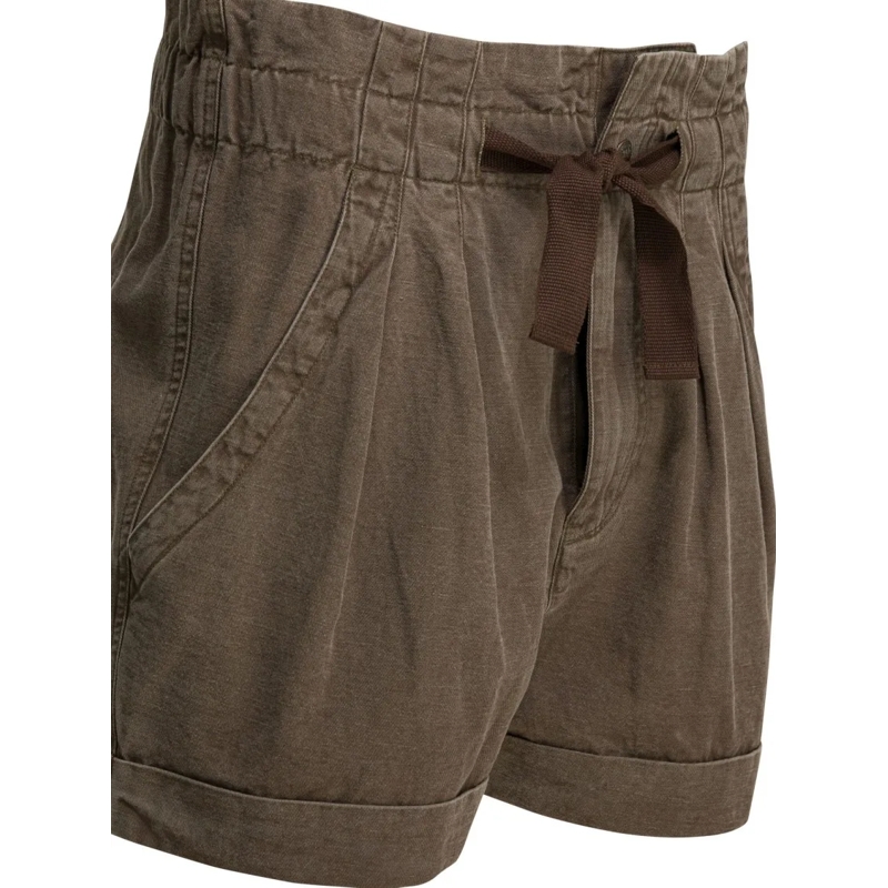 Etoile Isabel Marant Bermuda-Shorts Relaxed Fit Cotton-Linen Blend Bermudas Brown(Image 5)