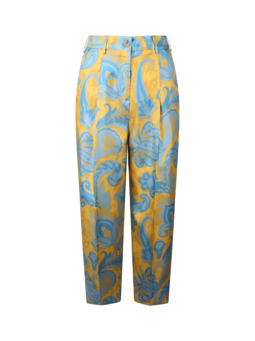 Thumbnail - Etro - Paisley Straight Trousers - Größe 42 - blau