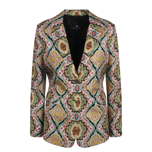 Etro Printed Silk Jacquard Blazer Multicolor 