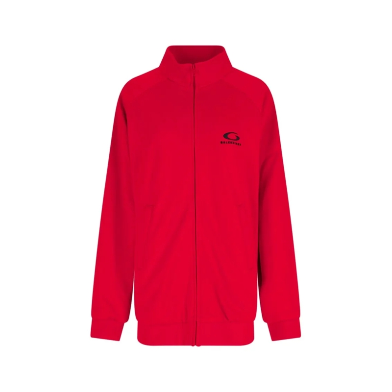 Balenciaga Rollkragenpullover Zip-Up Logo Sweatshirt – Red Red