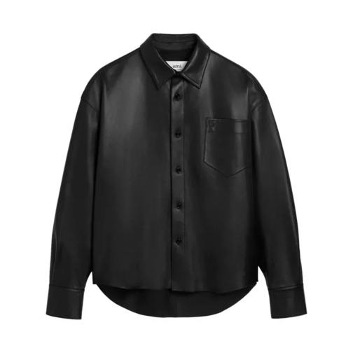 AMI Paris Embroidery Lambskin Shirt Black 