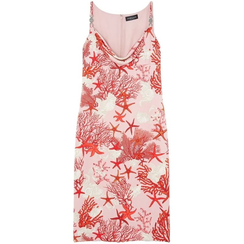 Versace Midi-jurk Silk Slip Dress Neutrals