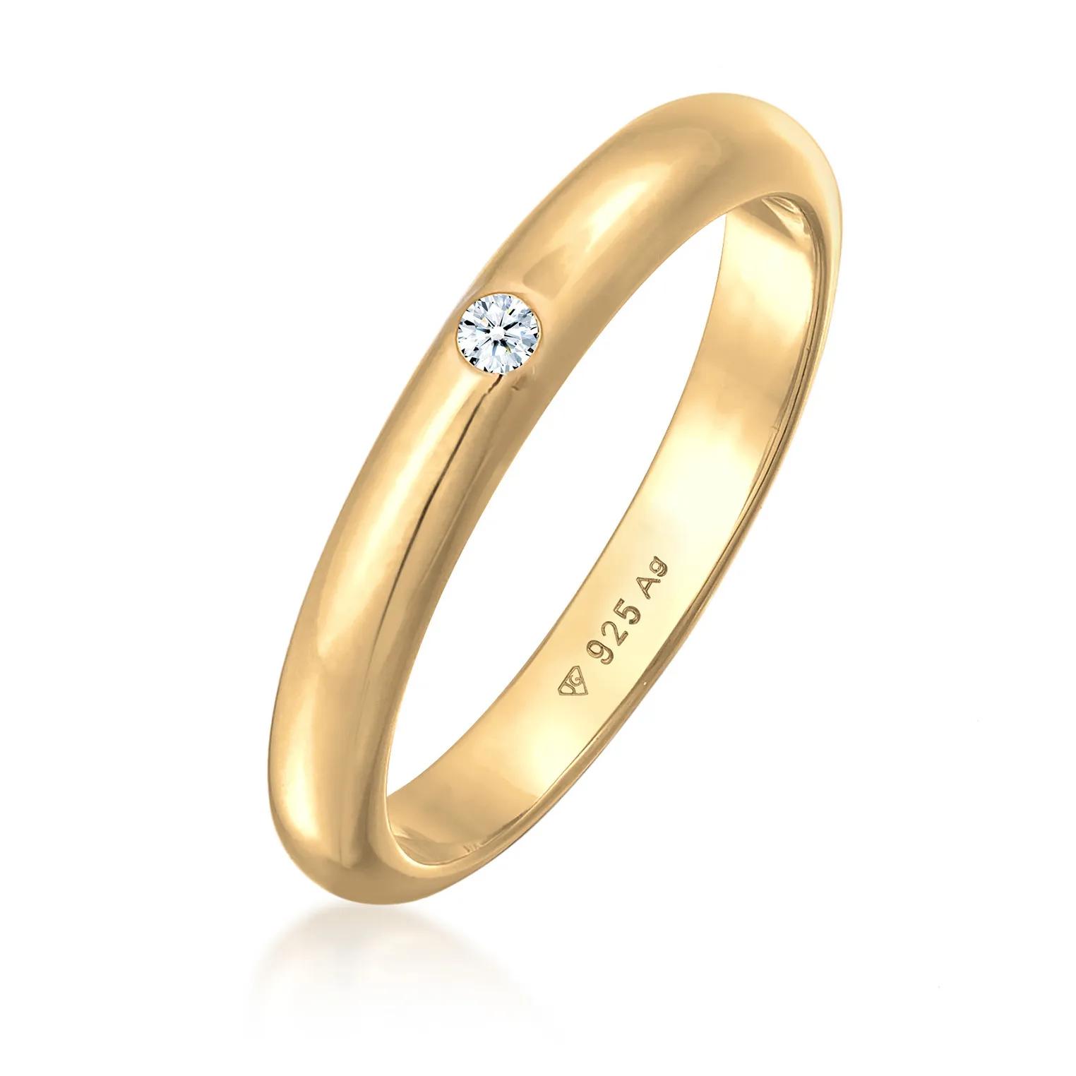 Elli Ringe - Ring 925 Sterling Silber Diamant ct 0.03 Verlobung - Gr. 54 MM - in Gold - für Damen