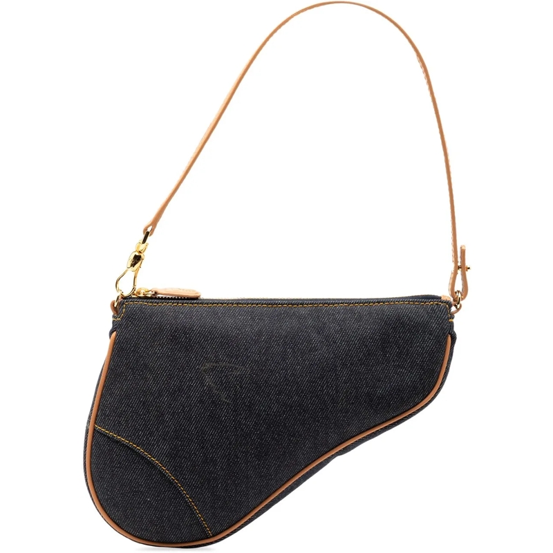 Christian Dior Schultertasche Mini Denim Saddle Pochette blau