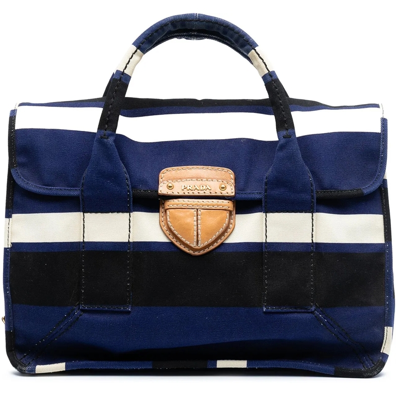 Prada Schultertasche Canvas Canapa Pattina Satchel blau