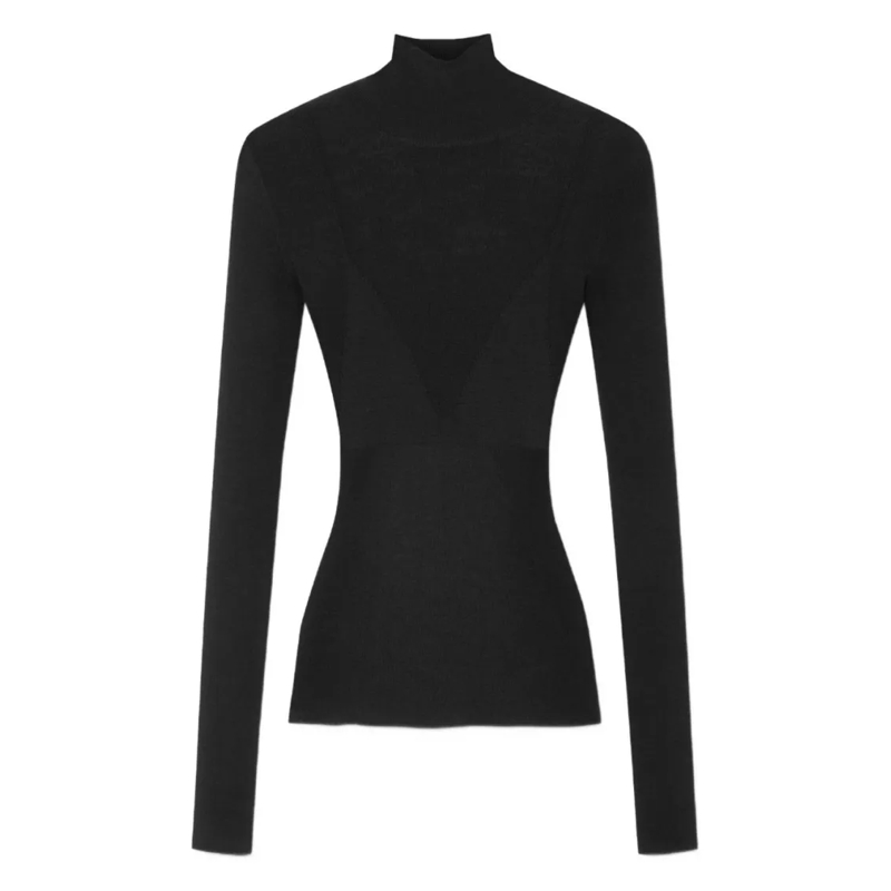 Versace Rollkragenpullover Fitted Long-Sleeved Ribbed Knit Top Black