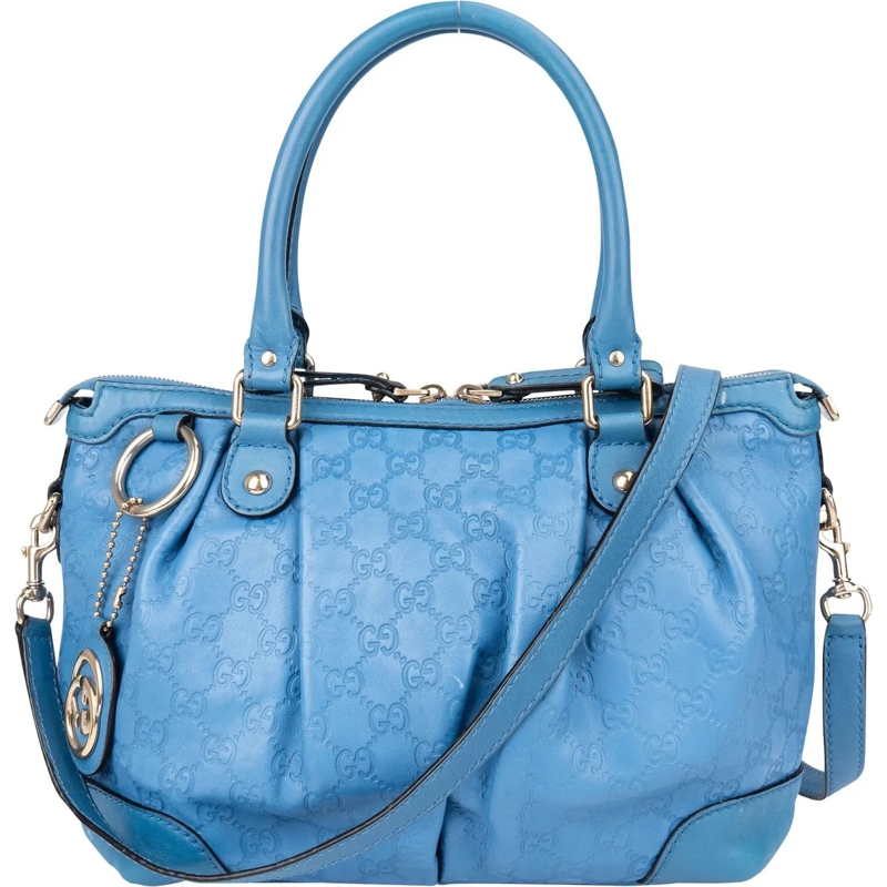 Gucci Schultertasche Gucci Leather GG Monogram Sukey Handbag blau