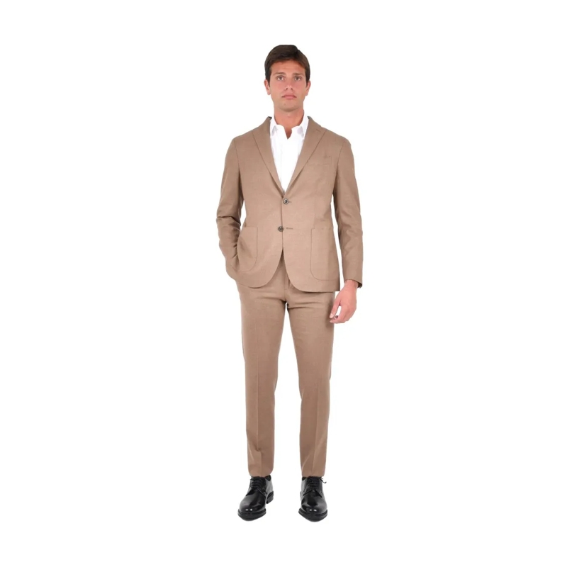Boglioli Anzugkombination Beige Single-Breasted Wool Blazer With Tailored Fi Neutrals