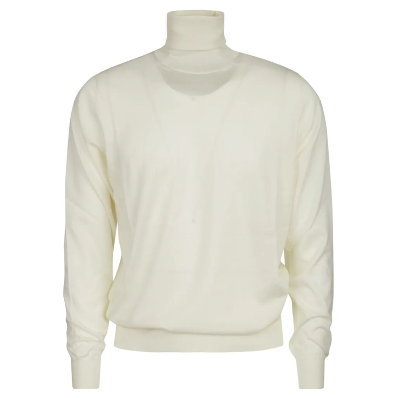 FILIPPO DE LAURENTIIS Pull Soft-Textured Merino Wool Turtleneck Sweater White