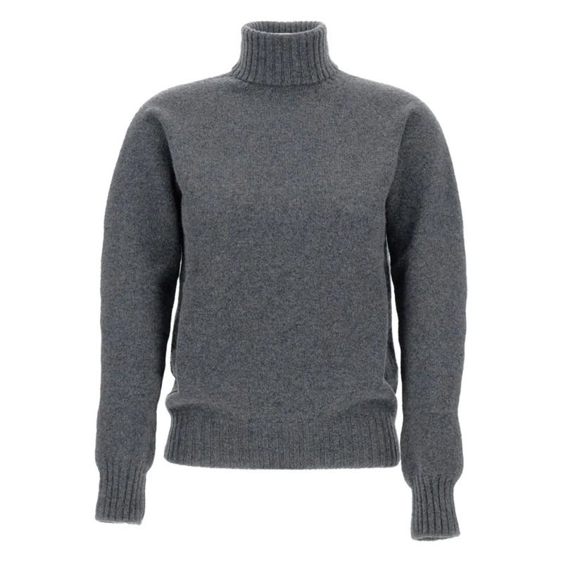 Drumohr Pull à col roulé Ribbed Turtleneck Sweater In Lambswool Grey