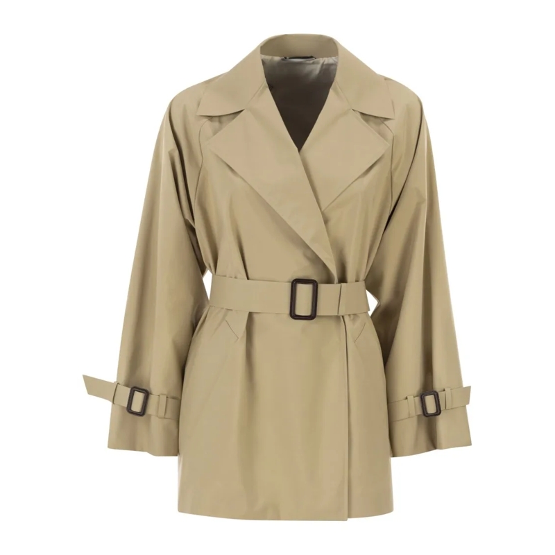 Max Mara Bontjassen Short Trench Coat In Water-Repellent Technical Fab Neutrals