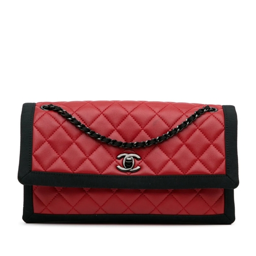 Chanel Sac à bandoulière 2015-2016 CC Grossgrain trim Lambskin Flap Shoulde rot