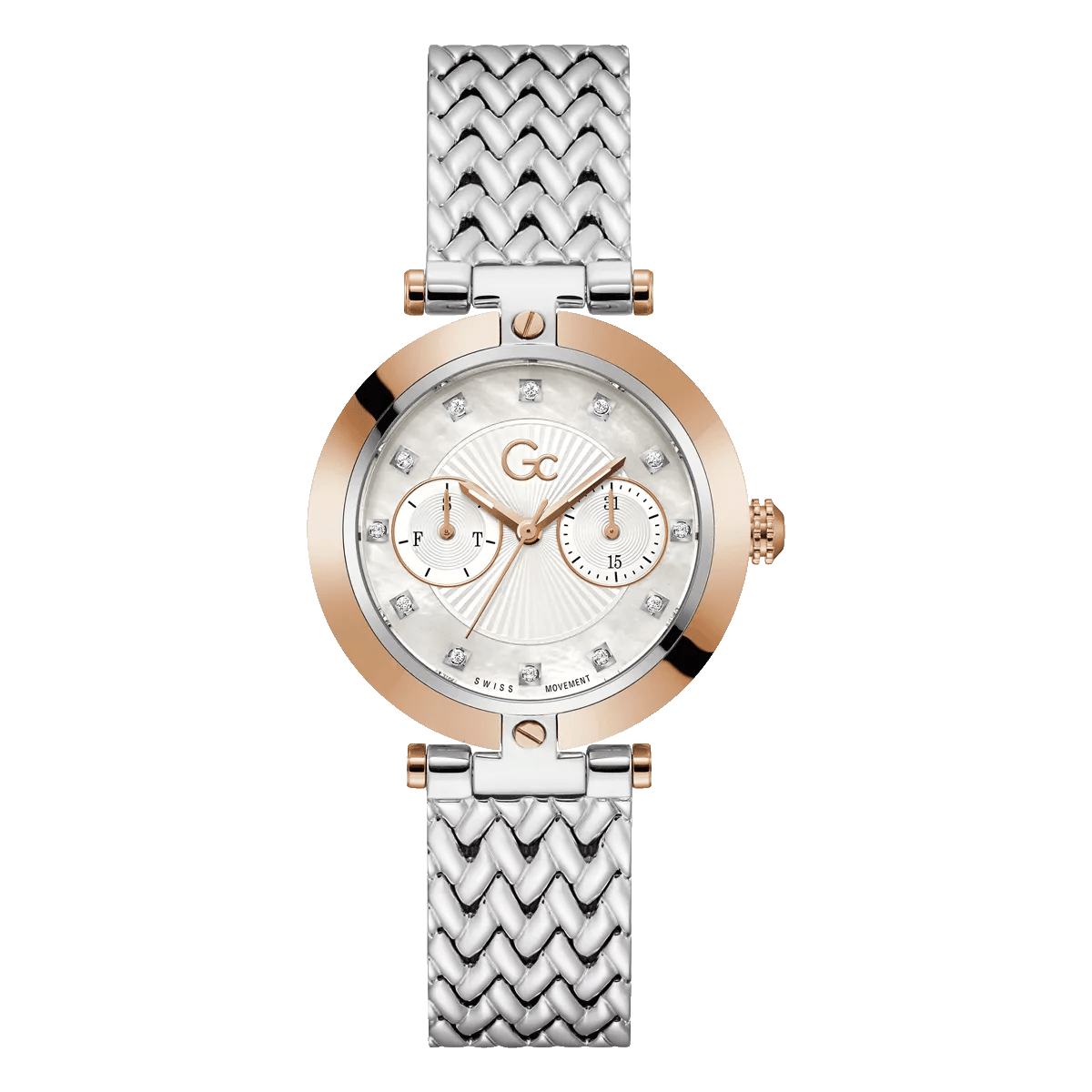 GC Vogue Silver Rose Gold Quartz Watch