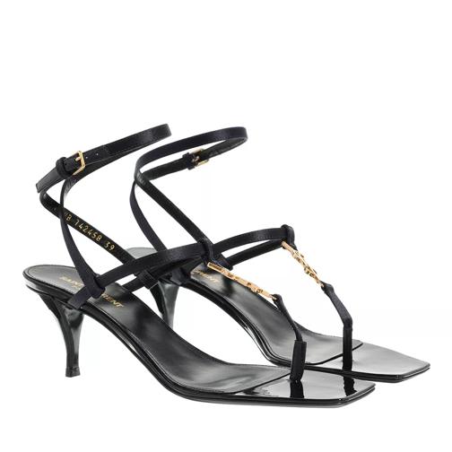 Saint Laurent Cassandra Sandals In Silk Satin Patriot Navy Riemchensandale