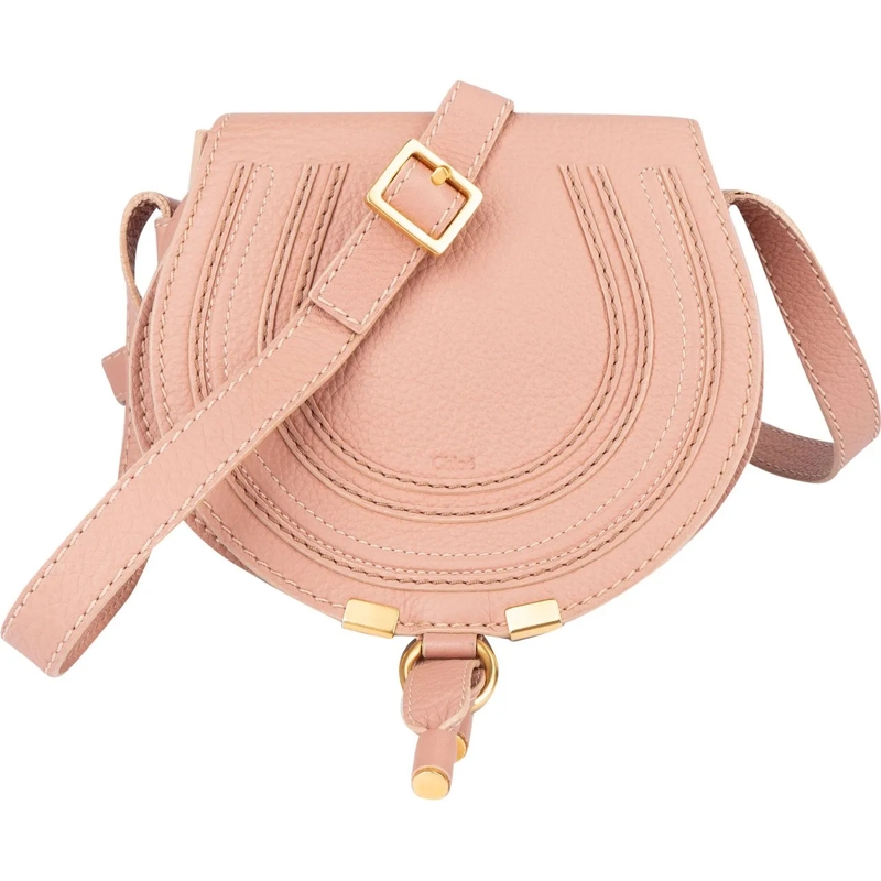 Chloé Tote Chloe Grained Pink Calfskin Mini Marcie Crossbody  rot