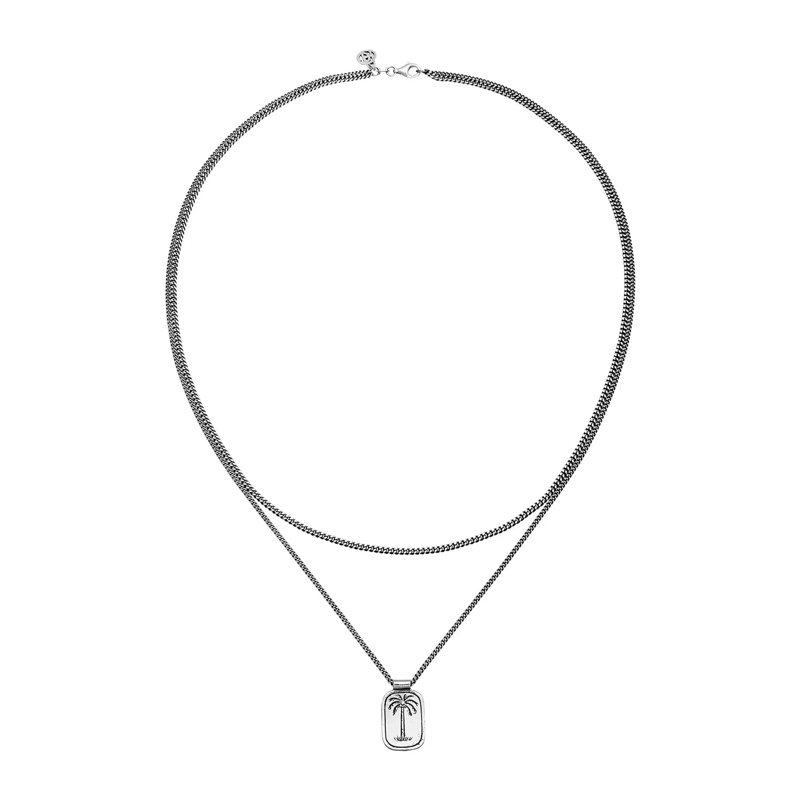 Haze & Glory Mittellange Halskette Halskette Layer Plättchen - Coconut Society Palme  silber(Image 3)