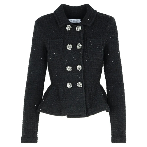 Self Portrait Übergangsjacke Peplum' Black Polyester Blend Jacket Black