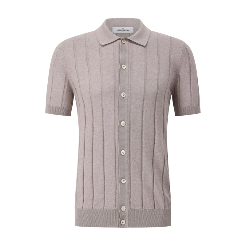 Gran Sasso Hemd Kurzarmhemd aus Baumwolle beige(Image 4)
