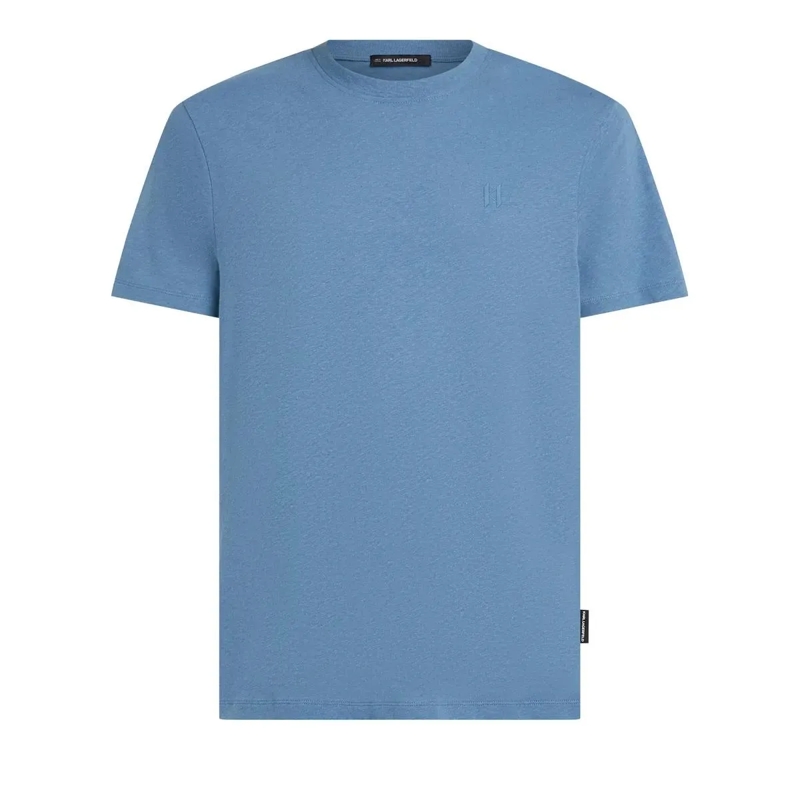 Karl Lagerfeld T-Shirt T-Shirt aus Leinenmischgewebe mit Monogramm T-shir blau