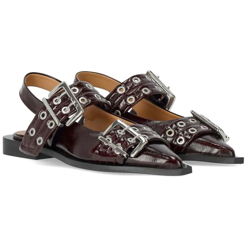 GANNI Ballerinas Dames Chunky Buckle Ballerina Auberg rot(Image 10)