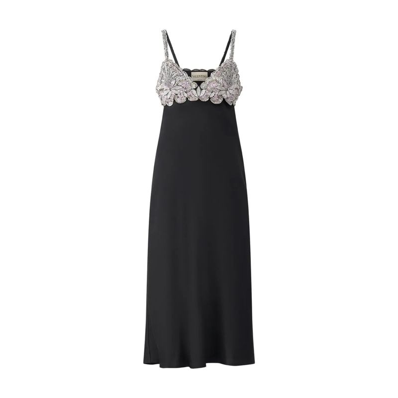 Valentino Garavani Maxikleid Midikleid mit Glitzerdetails schwarz