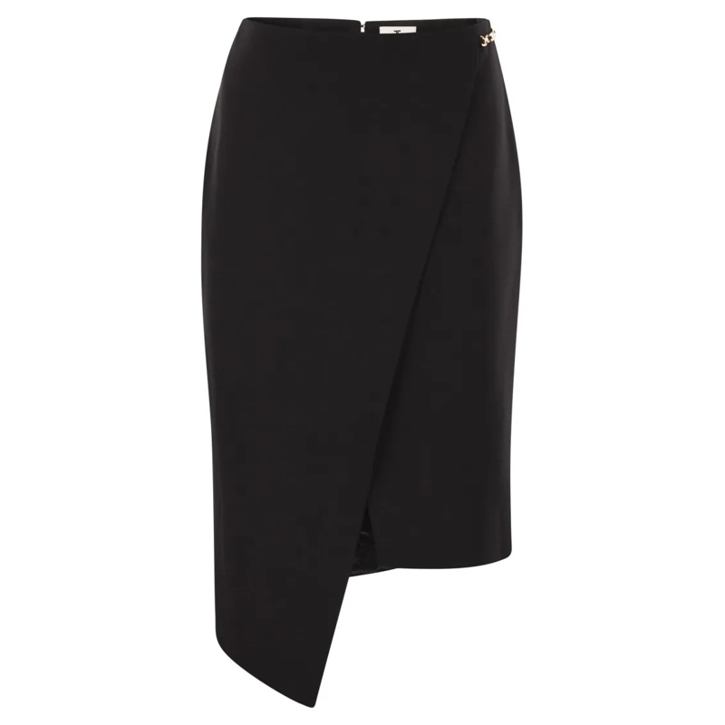 Elisabetta Franchi Jupe crayon Crepe Skirt With Jewel Detail Black