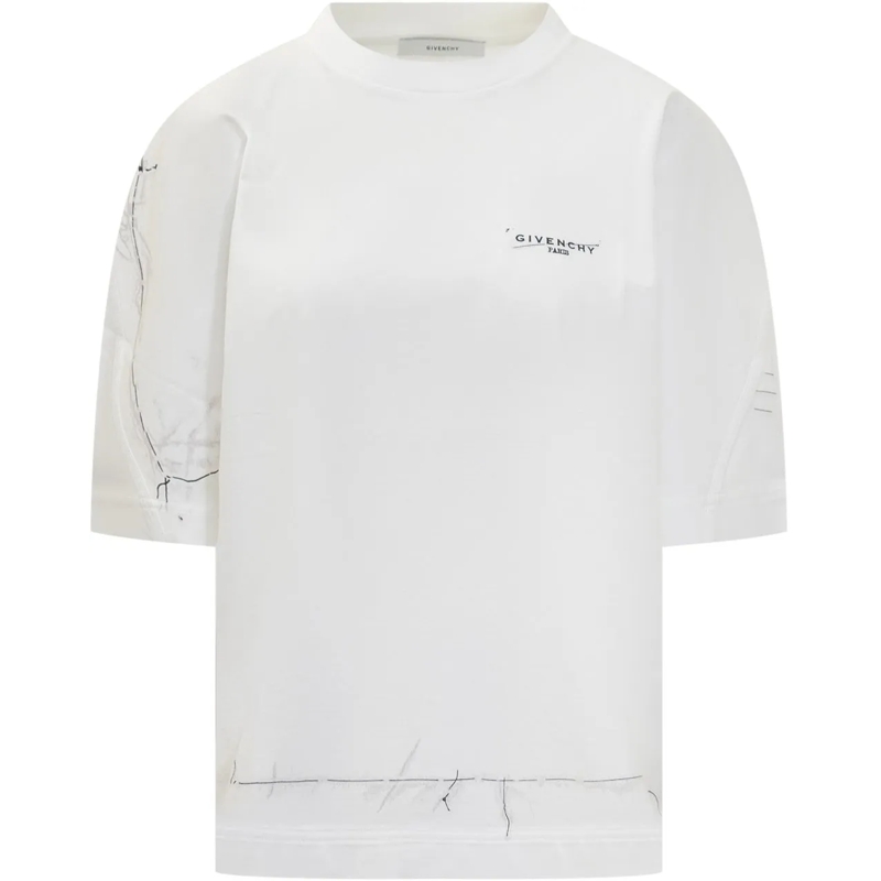 Givenchy T-shirt T-shirt Bianca con Logo Ricamato weiß