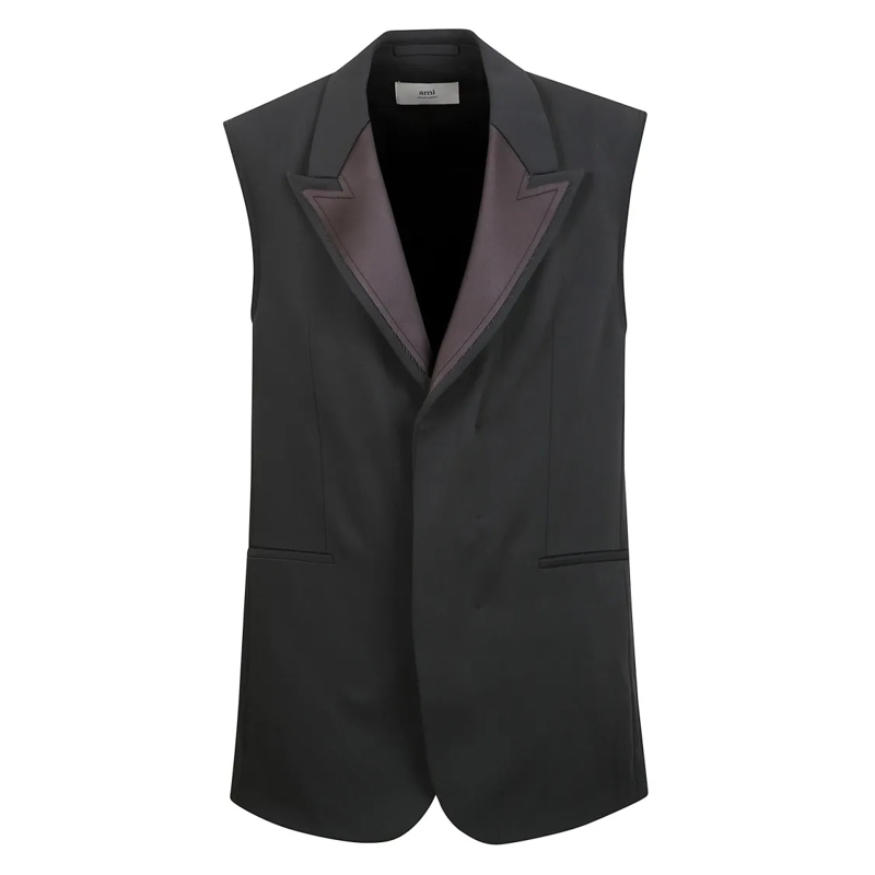 AMI Paris Blazer Single-Breasted Sleeveless Vest Grey