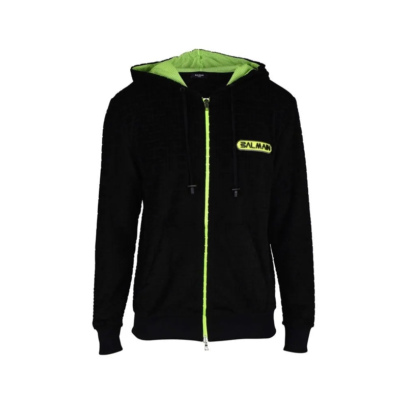 Balmain Vest Black Monogram Velvet Cardigan Black