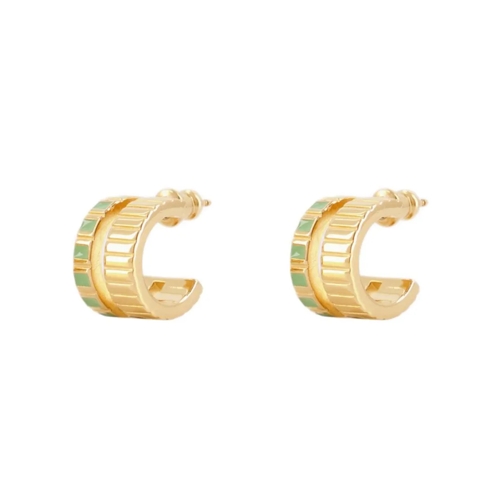 Ivi Ohrstecker Mini Slot Earring - Green - Or Gold