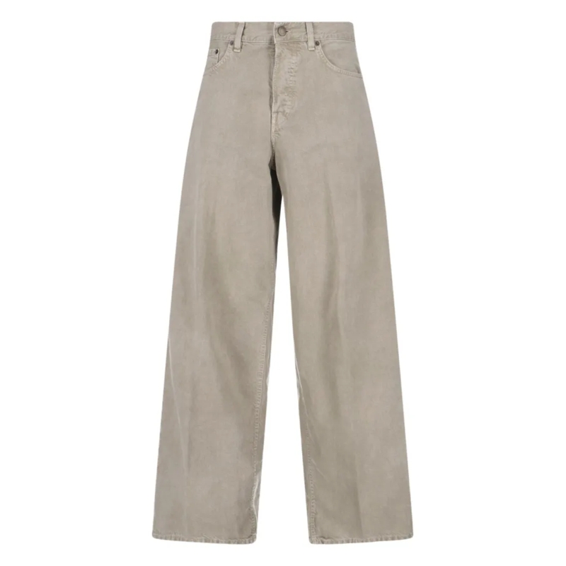 Haikure Jeans Wide-Leg Beige Denim And Linen Jeans With Five-Poc Neutrals