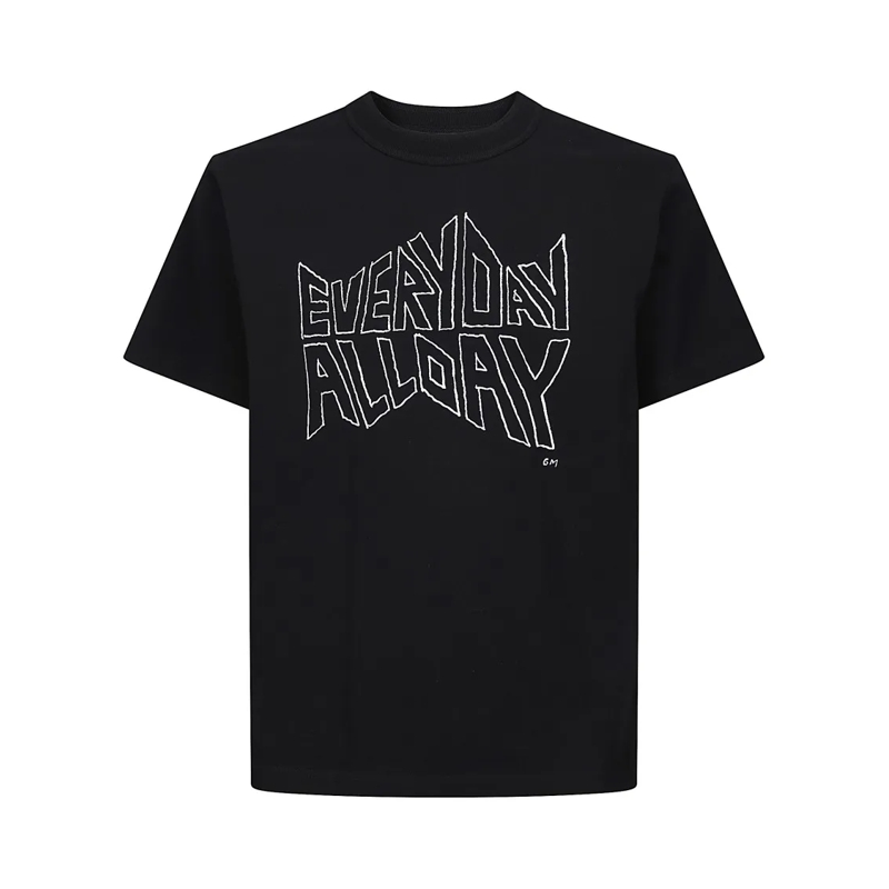 Sacai T-Shirt Geoff Printed T-Shirt With Classic Crew Neckline Black