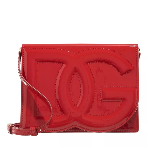 Dolce&Gabbana DG Logo Shoulder Bag Patent Leather Red Sac à bandoulière