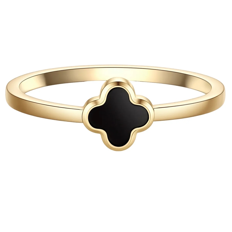 Glanzstücke München Ring Edelstahl Ring Achat Kleeblatt gold