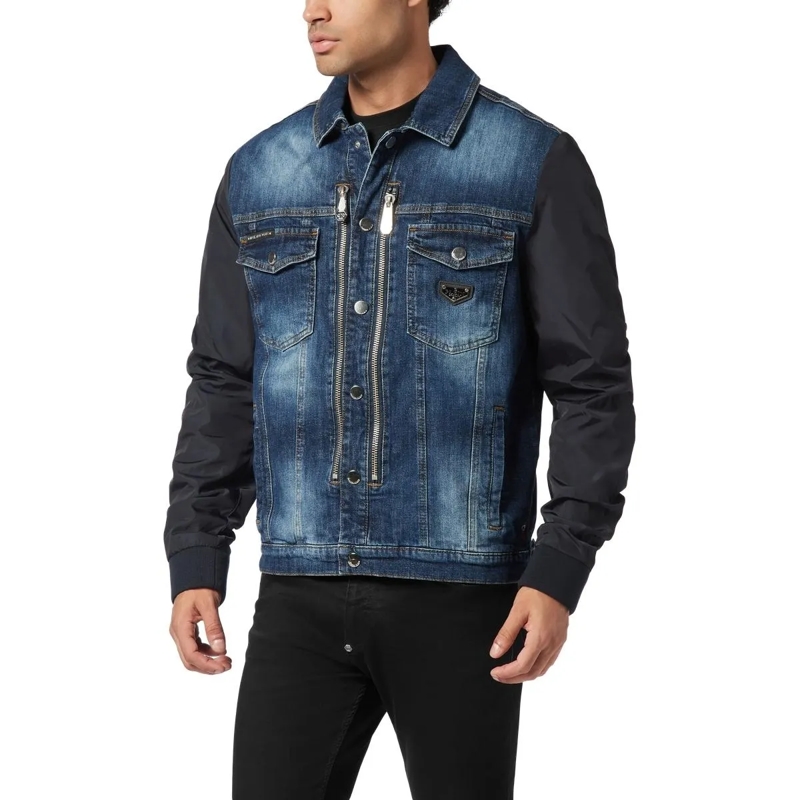 Philipp Plein Übergangsjacke Denim-Jacke College dunkel-blau(Image 3)