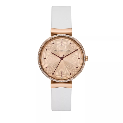 Armani Exchange Three-Hand Leather Watch White Quartz Watch