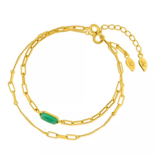 Leaf Bracelet Set Cube, green Agate, silver gold plate Green Agate Armband