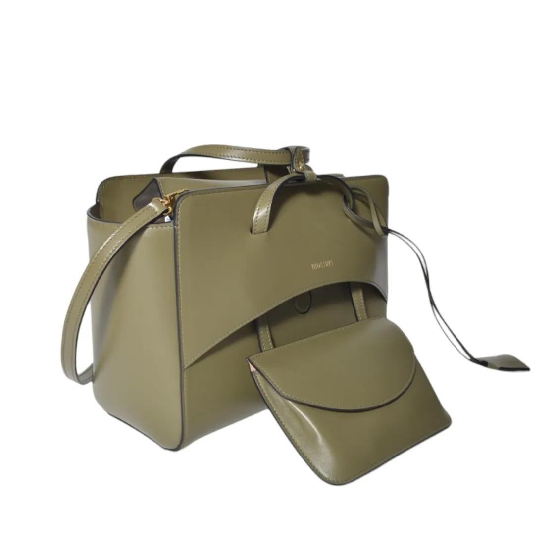 Hidesins Shoppers & Totes Moss Green Leather Flap M Medium Shopper Bag in groen