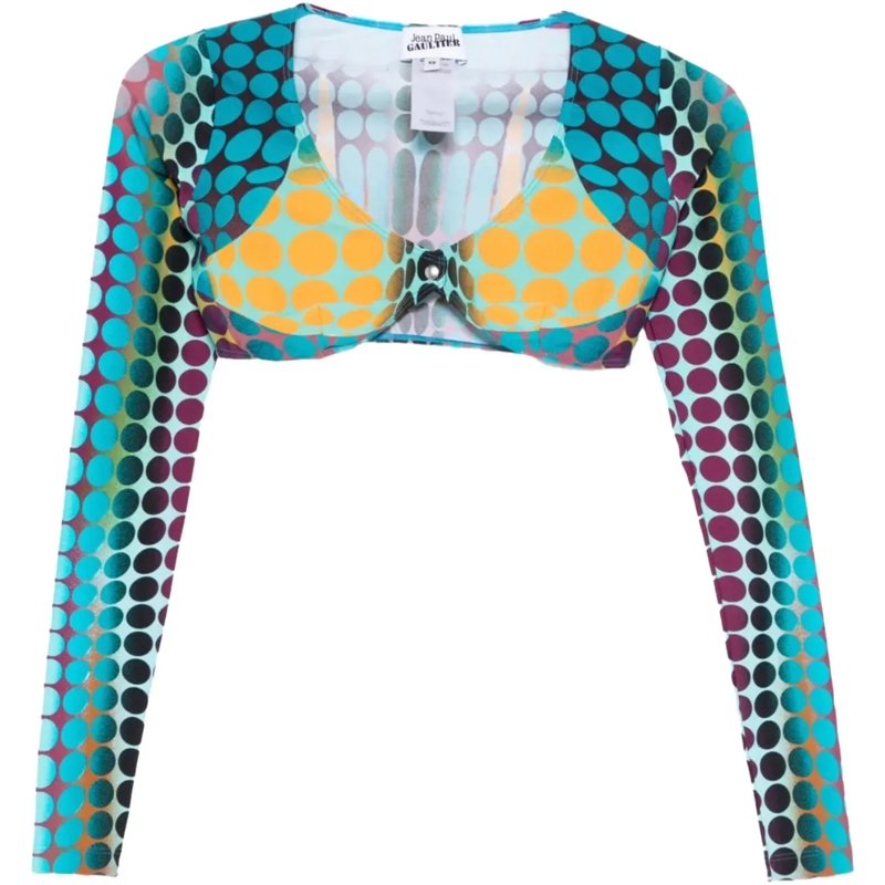 Jean Paul Gaultier T-Shirt Re-edition Cropped-top U Neck With Long Sleeves Bl gelb