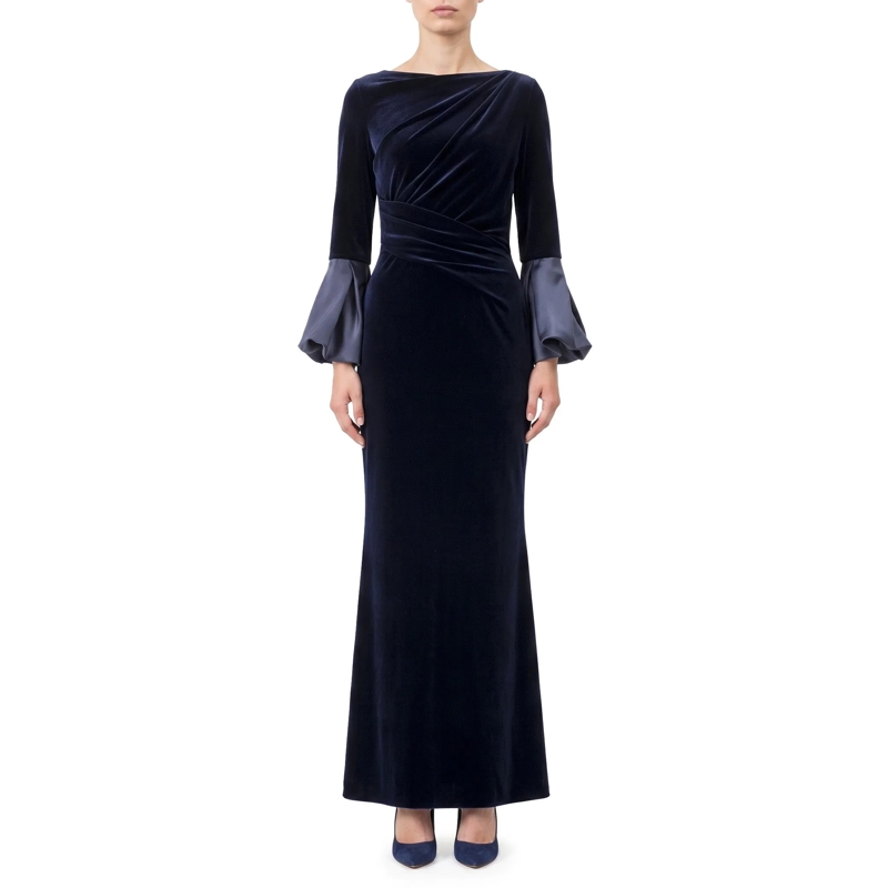 Talbot Runhof Maxikleid Abendkleid aus Samt blau(Image 2)