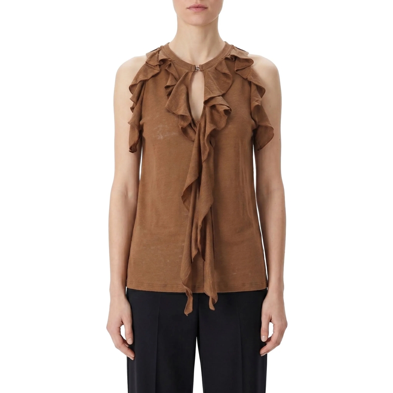 Luisa Cerano Top Neckholder Top aus Leinen braun(Image 2)