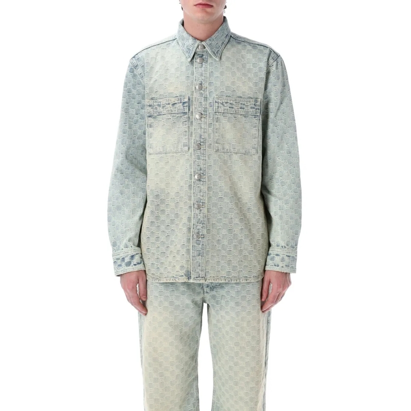 Misbhv Jeansjacke Monogram Patterned Button-Up Overshirt Blue