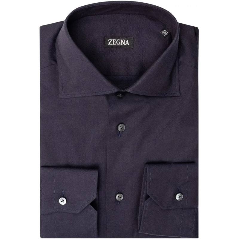 Zegna  Camicia Sartoriale Con Colletto Classico dunkelblau
